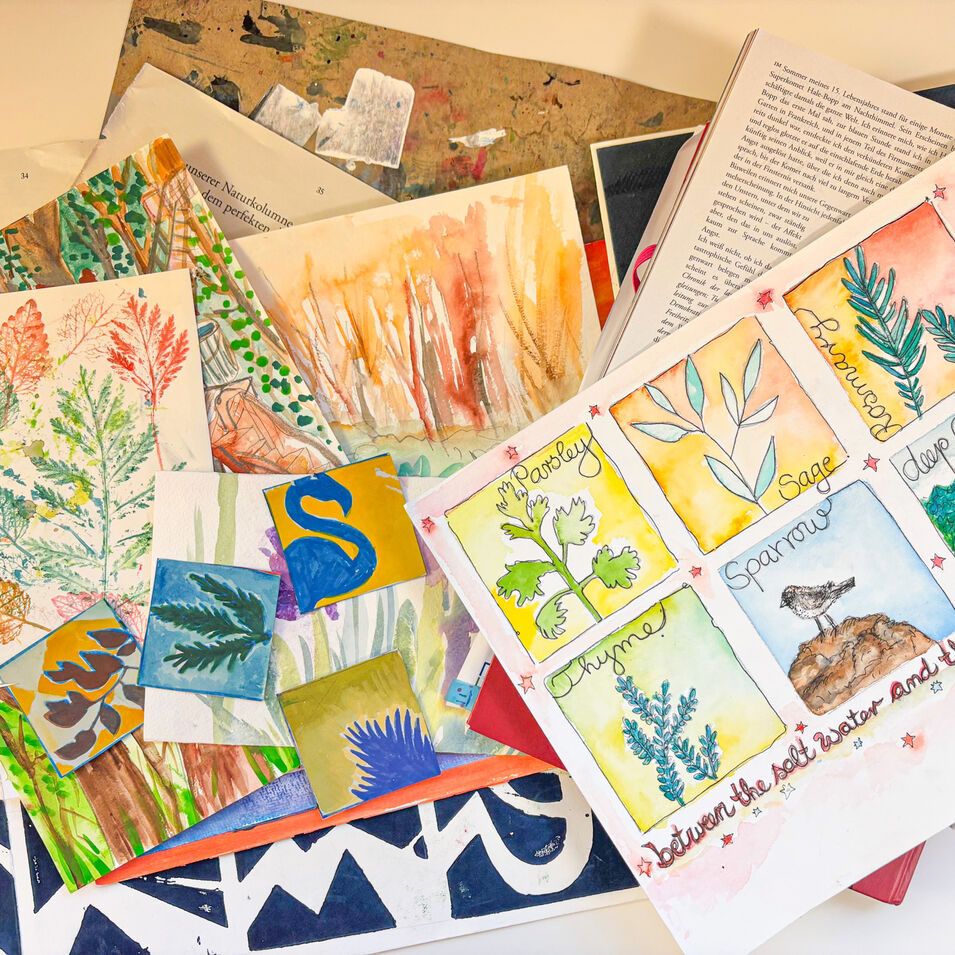 Illustration Verschiedene Illustrationen von Pflanzen und Tieren.