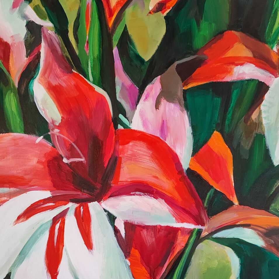 Conny Himme Rote Blumen mit Acryl gemalt von Conny Himme.