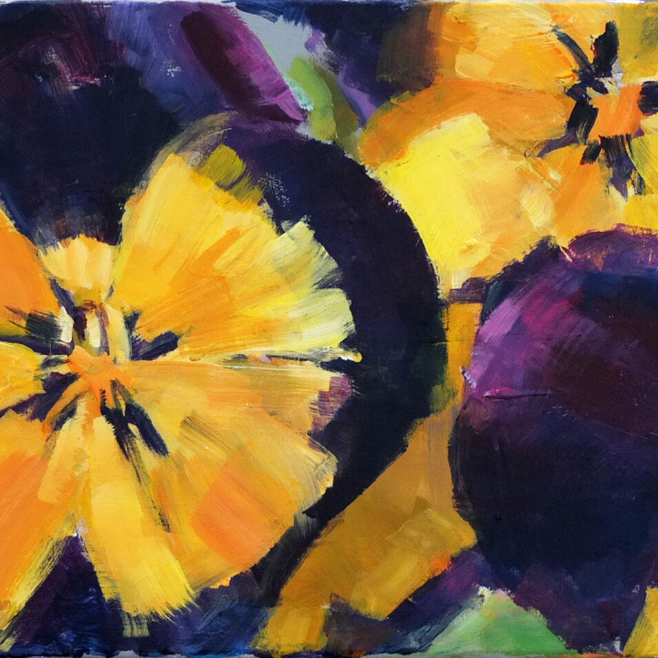 "Talking Violets" von Conny Himme Stiefmütterchen mit Acryl gemalt von Conny Himme.