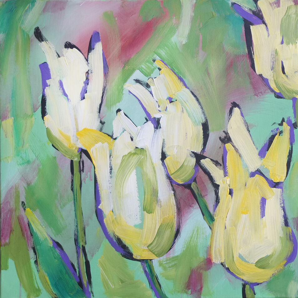 "Tulpenfeld gestisch" von Conny Himme Tulpen mit Acryl gemalt von Conny Himme.