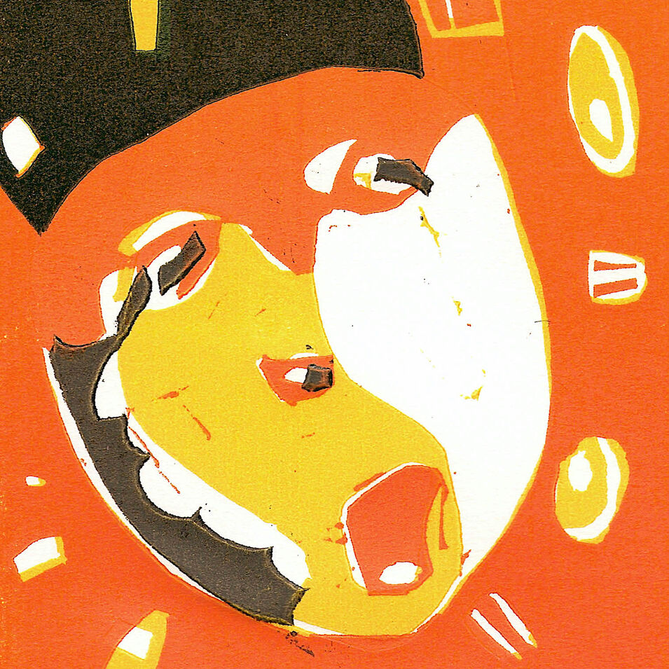 Farbholzschnitt König von Christina Cohen-Cossen