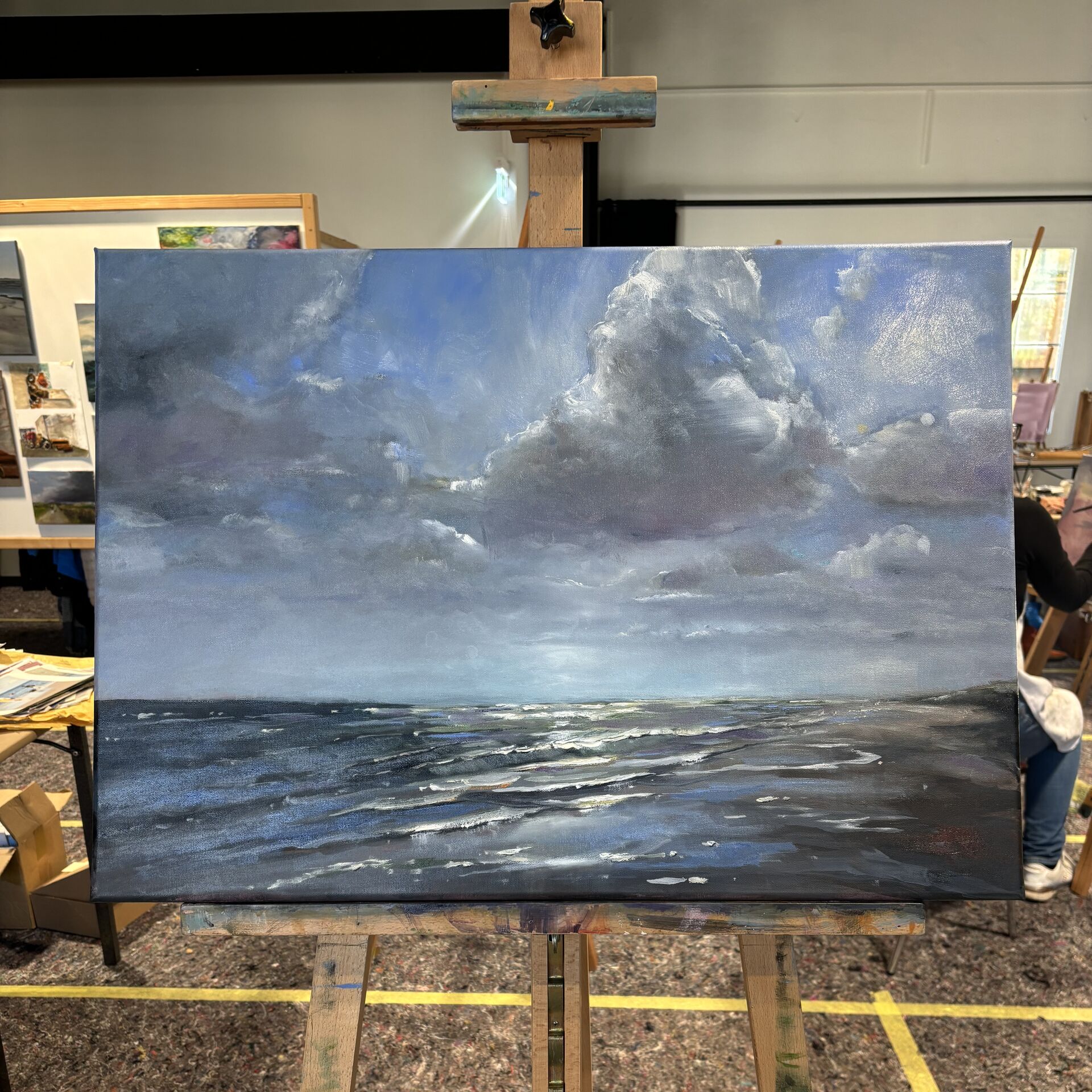 Ein bild entstanden im Kurs von Lars Möller mit Wolken und Meer.