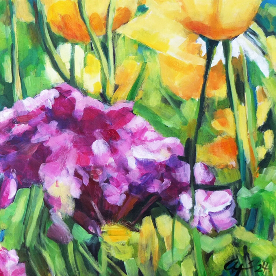 "Wild Bunt" von Conny Himme Wilde Blumen mit Acryl gemalt von Conny Himme.