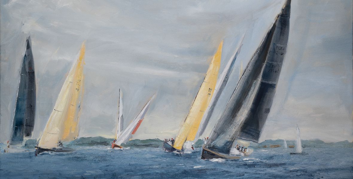 Ölmalerei mit Segelbooten.