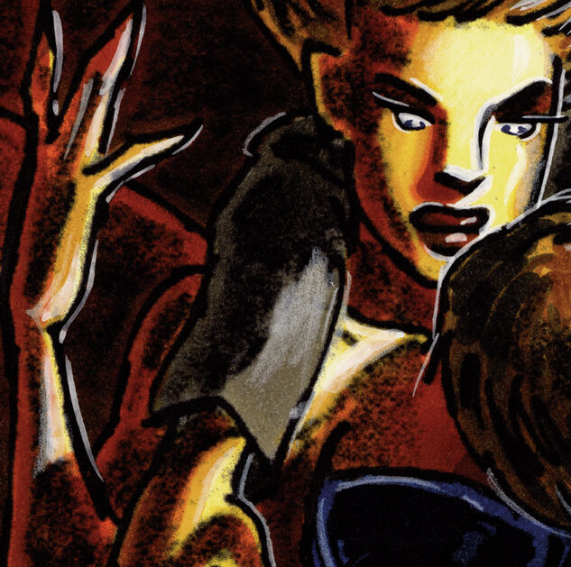 Comiczeichnung einer Figur in Licht und Schatten von Birger Grave