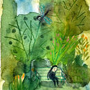 Garten-Illustration mit viel Grün in Aquarell von Franziska Ludwig