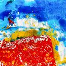rot, blau und weißes Gemälde in Mixed Media Technik