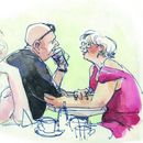 Zeichnung eines Paares am Tisch im Café von Nicola Maier-Reimer