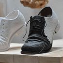 Das Bild zeigt ein Werk von Volker Tiemann mit zwei Schuhen