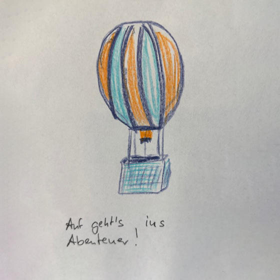 Ein illustrierter Heißluftballon